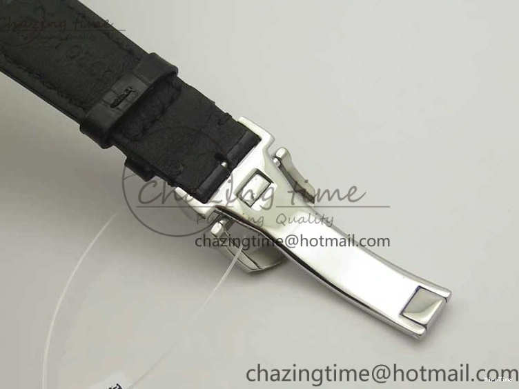MIROTIME 0420 Fashionable Portofino Automatic SS TWF 1:1 Best Edition Silver Dial SS Markers on Black Leather Strap A 7200